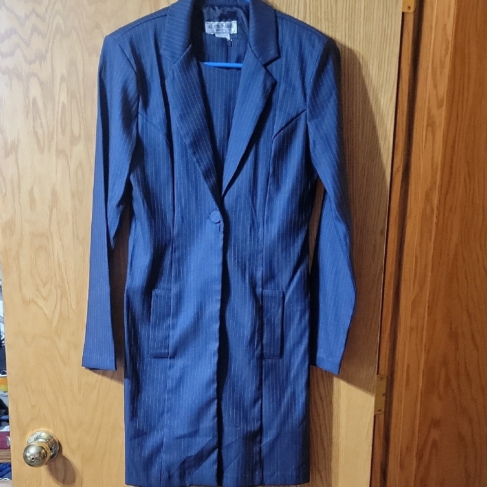 Women's Blue Pinstripe Coat